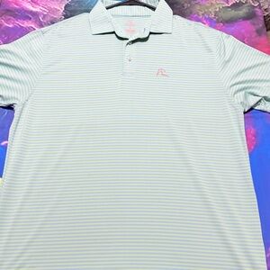 Rhoback Light Mint & White Striped Polo